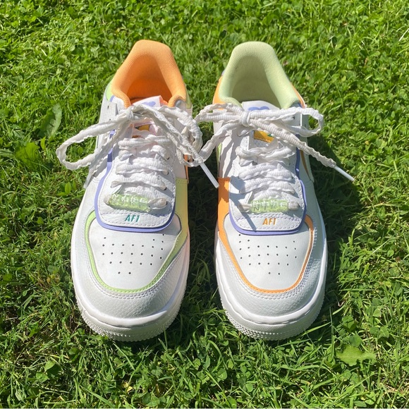 Nike air force 1. white,green,orange and purple women’s shoe size:6.5 - Picture 1 of 6